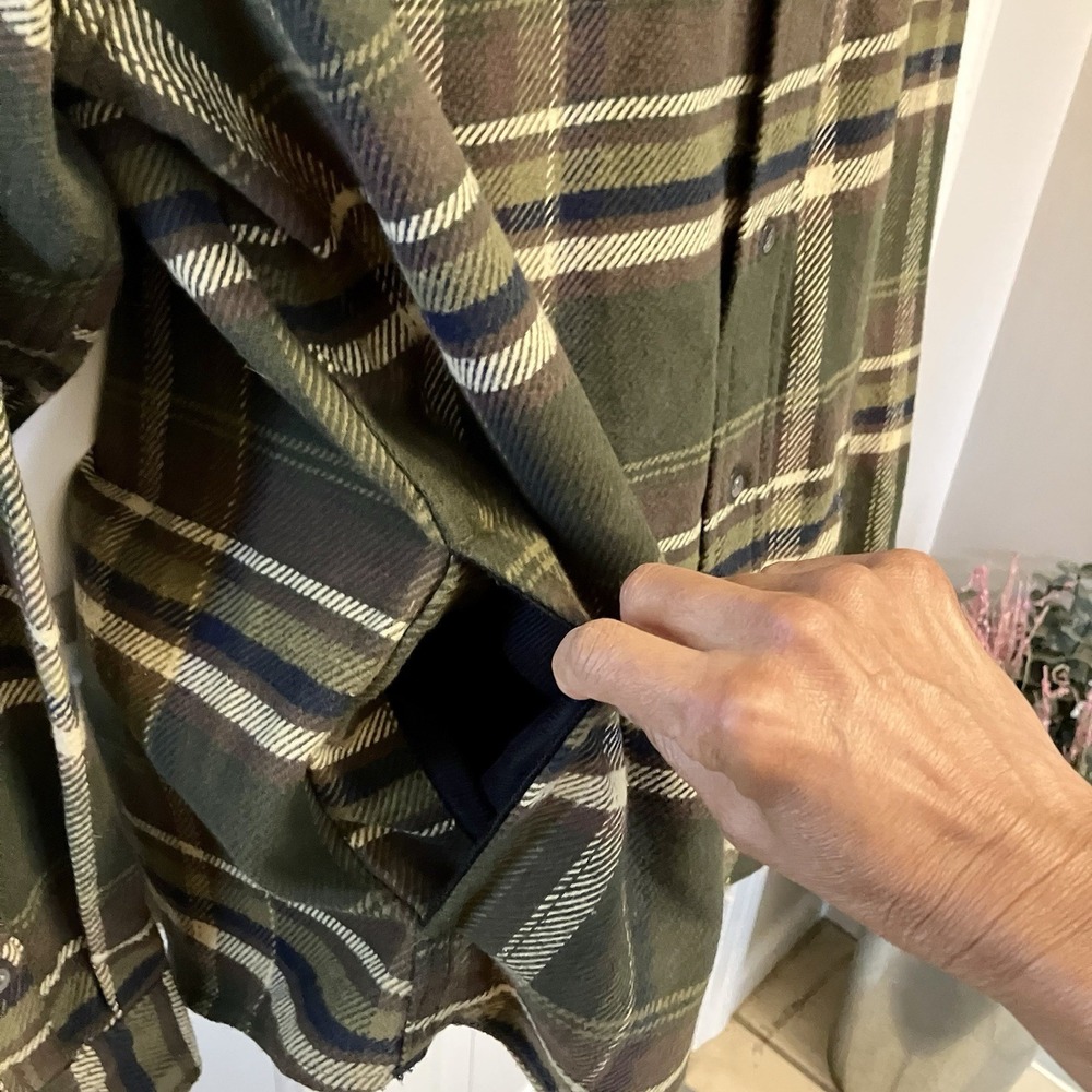Orvis Men's Sz XL Heavy Green Brown Plaid Flannel Shirt Jacket Shacket Fisherman - Picture 5 of 8